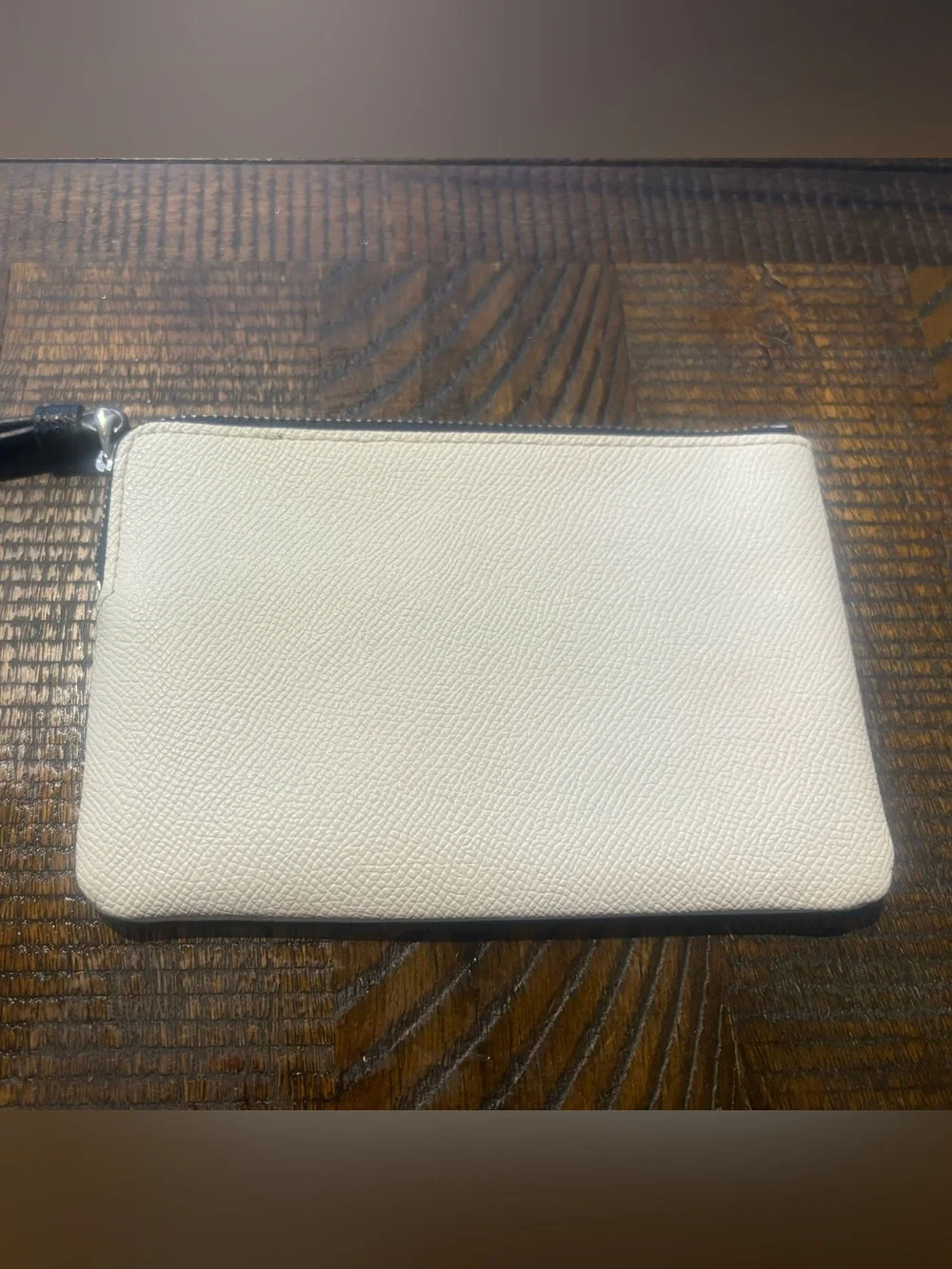 Coach Two-Tone Leather Wristlet Card Case - Cream and Gray